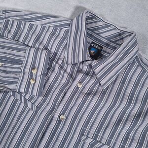 Kuhl Shirt Mens 2XL Gray Striped Button Down Cotton Blend Long‎ Sleeve